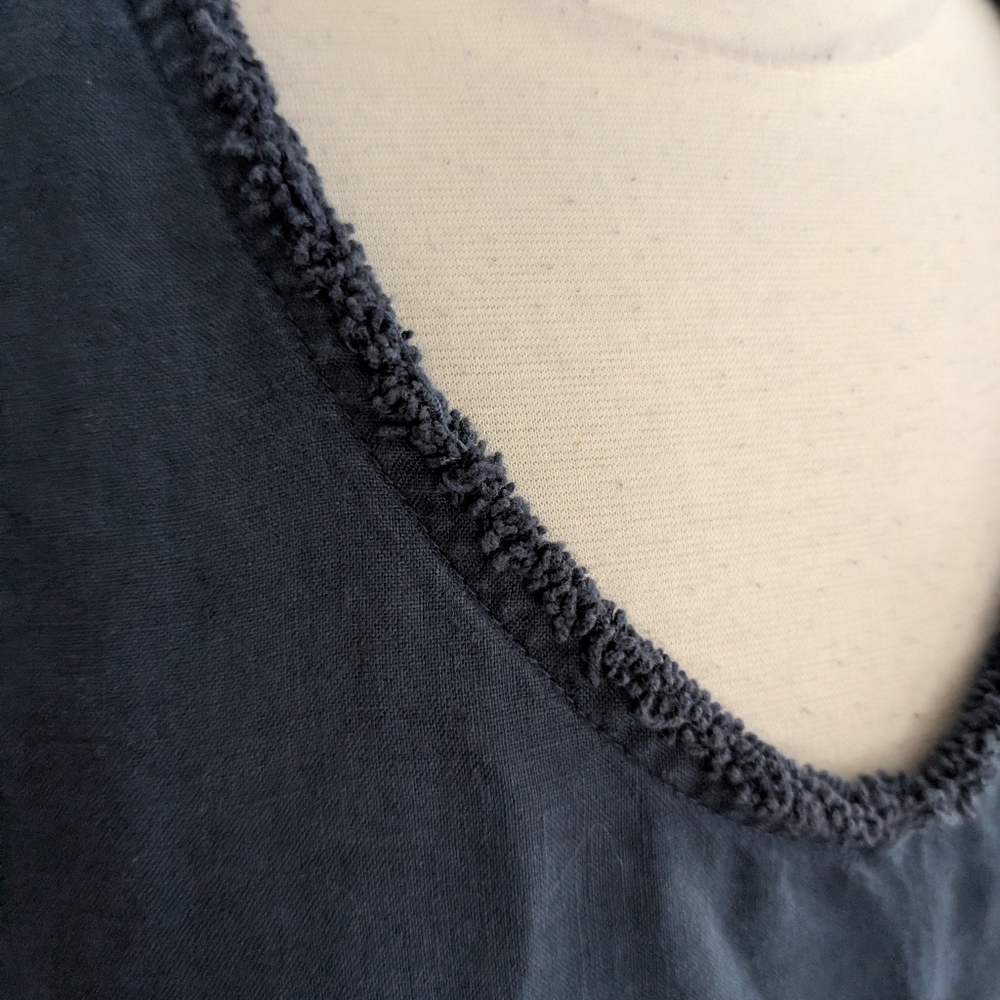 Women's FOIL 100% Linen Navy Blue Shift Dress UK Brand 12 - Picture 7 of 9
